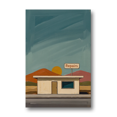 Americana Wall Art Roadside Repairs at Dusk - Canvas Wall Art - Front