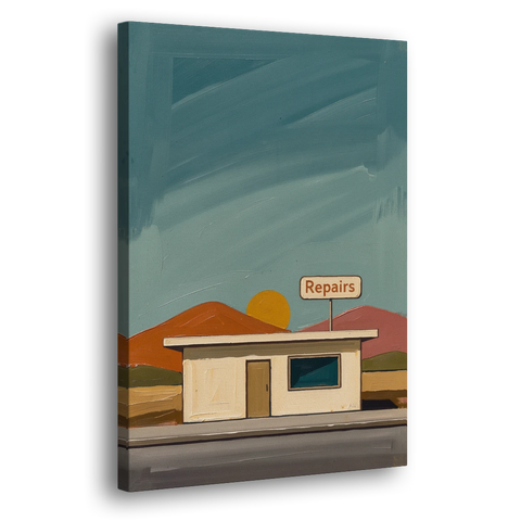 Americana Wall Art Roadside Repairs at Dusk - Canvas Wall Art - Side