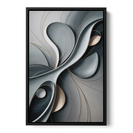 Amorphous Curves in Grey Abstract - Black Framed Canvas Wall Art - Front