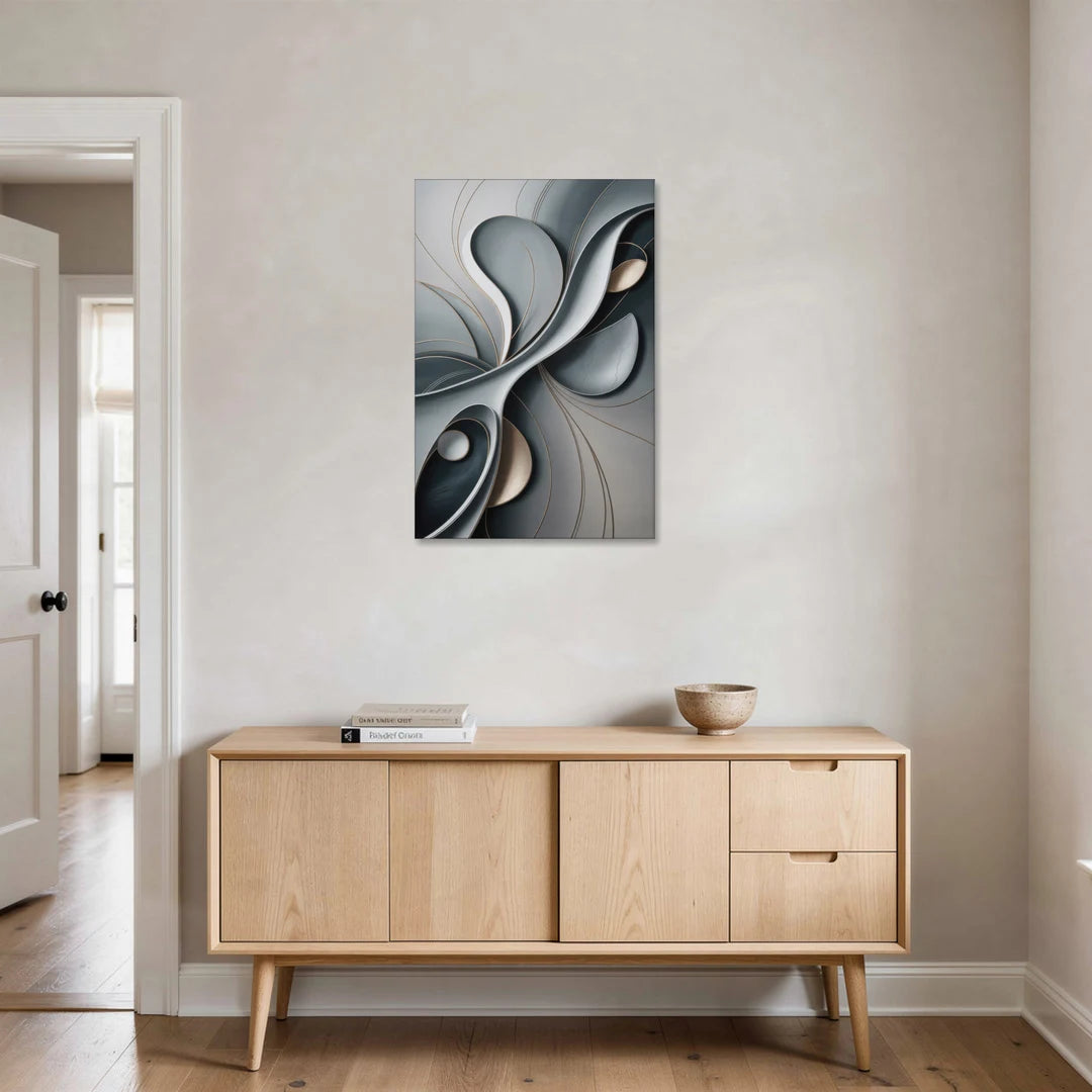 Amorphous Curves in Grey Abstract - Canvas Wall Art - Coffee Table - 24x36