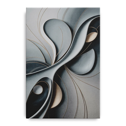 Amorphous Curves in Grey Abstract - Canvas Wall Art