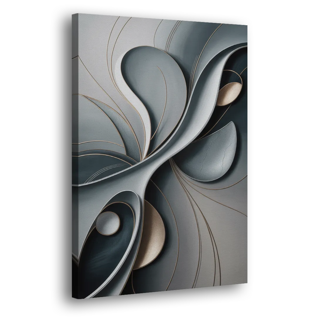 Amorphous Curves in Grey Abstract Side - Canvas Wall Art