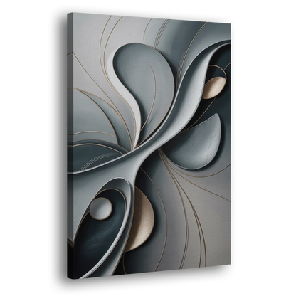 Amorphous Curves in Grey Abstract Side - Canvas Wall Art
