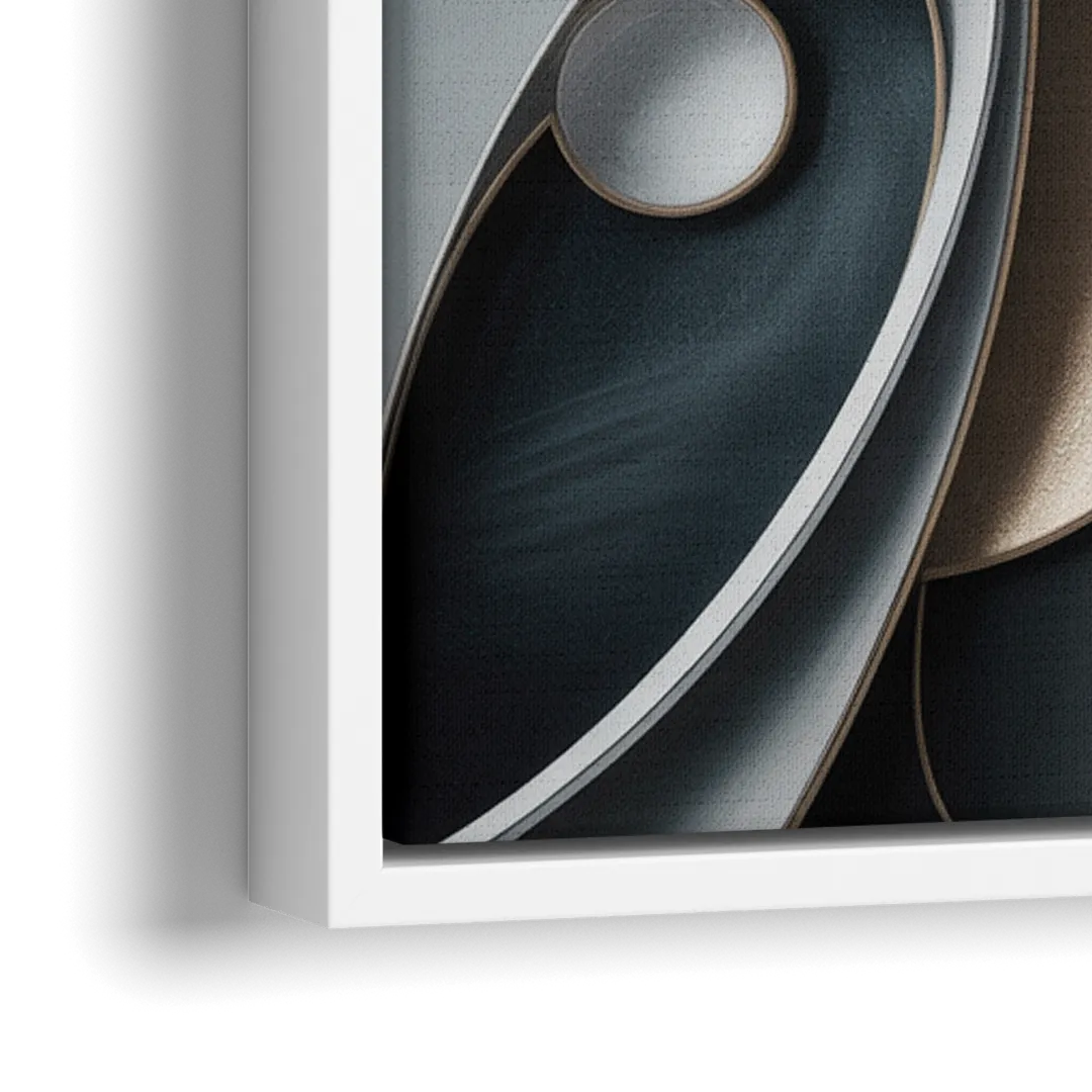 Amorphous Curves in Grey Abstract - Close-Up White Frame Canvas