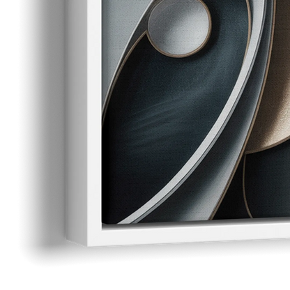 Amorphous Curves in Grey Abstract - Close-Up White Frame Canvas