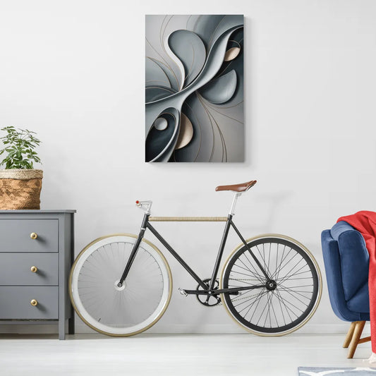 Amorphous Curves in Grey Abstract - Canvas Wall Art Living Room