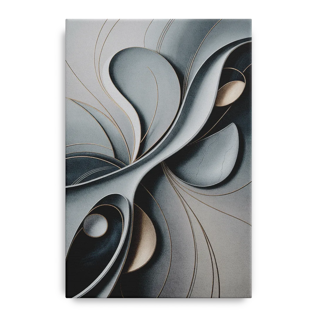 Amorphous Curves in Grey Abstract Front - Canvas Wall Art