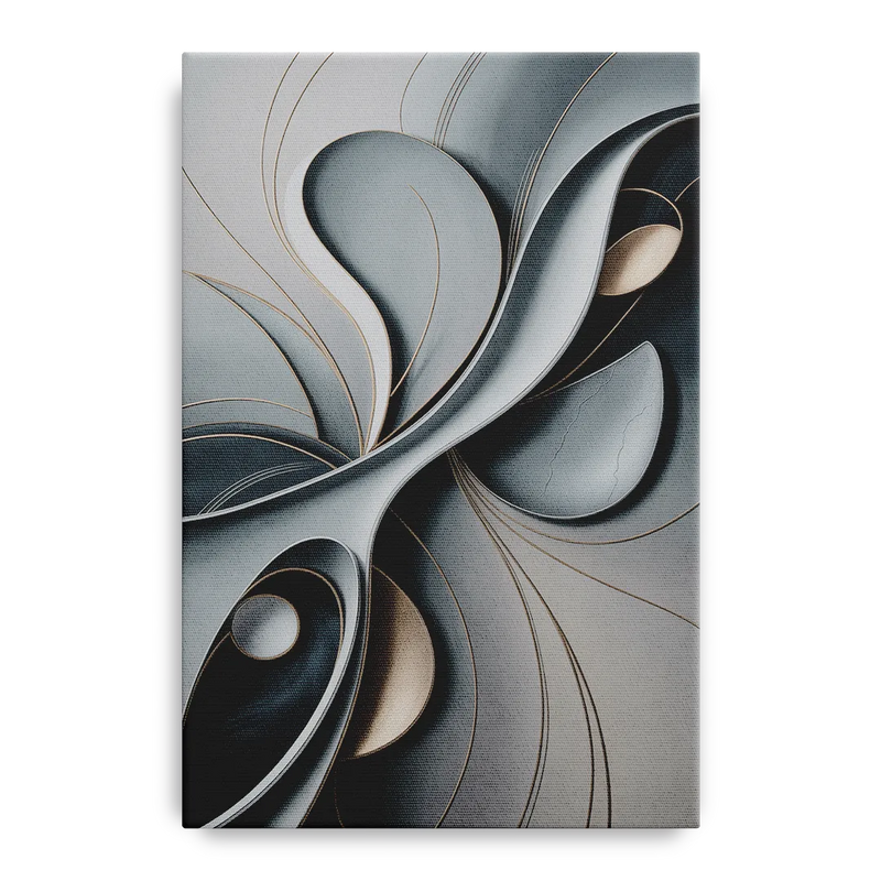 Amorphous Curves in Grey Abstract Front - Canvas Wall Art