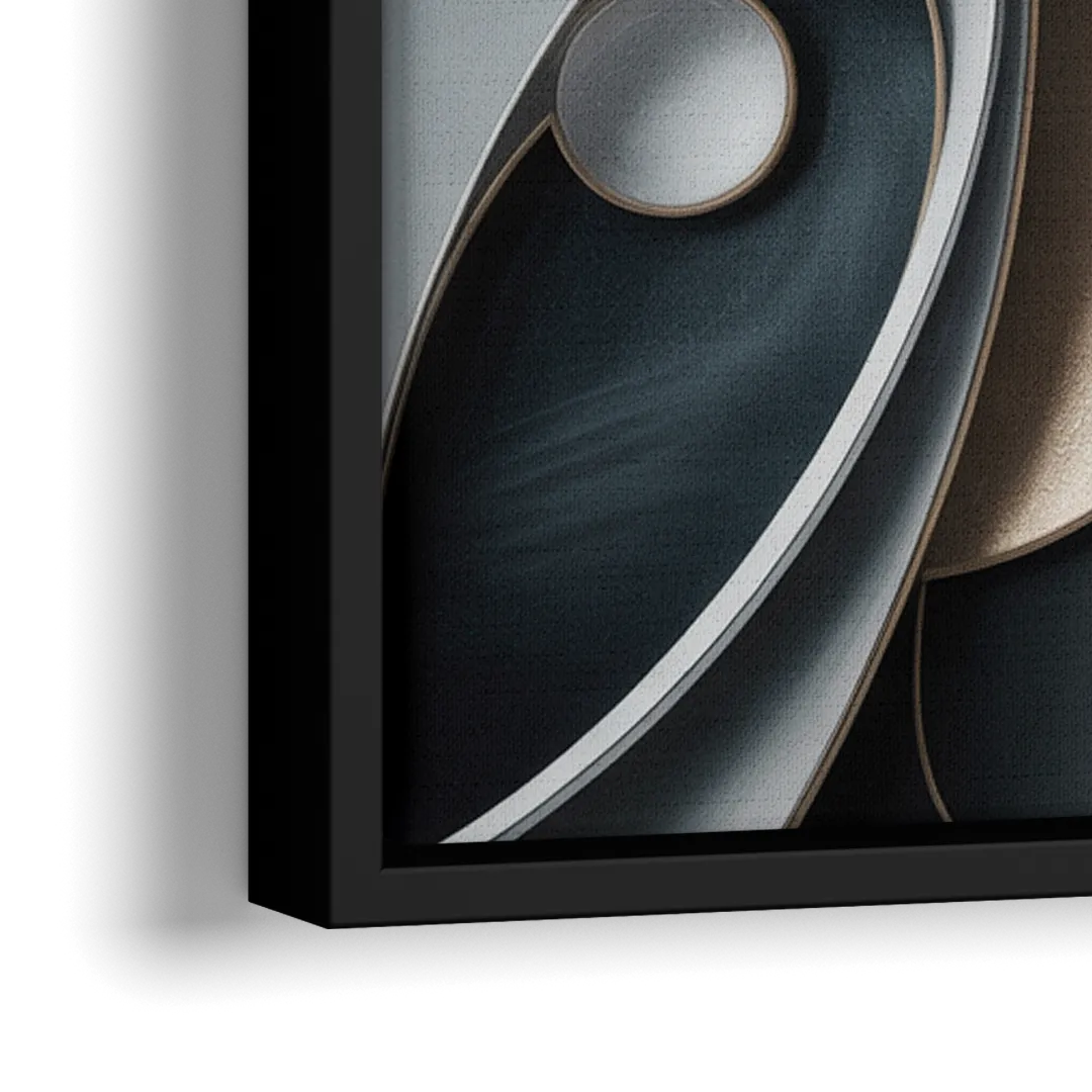 Amorphous Curves in Grey Abstract - Close-Up Black Frame Canvas