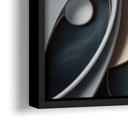 Amorphous Curves in Grey Abstract - Close-Up Black Frame Canvas
