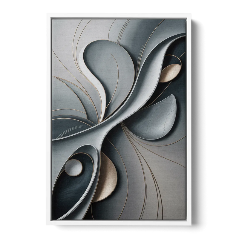 Amorphous Curves in Grey Abstract Front - White Canvas Wall Art