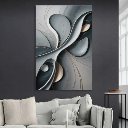 Amorphous Curves in Grey Abstract Sitting Room - Canvas Wall Art