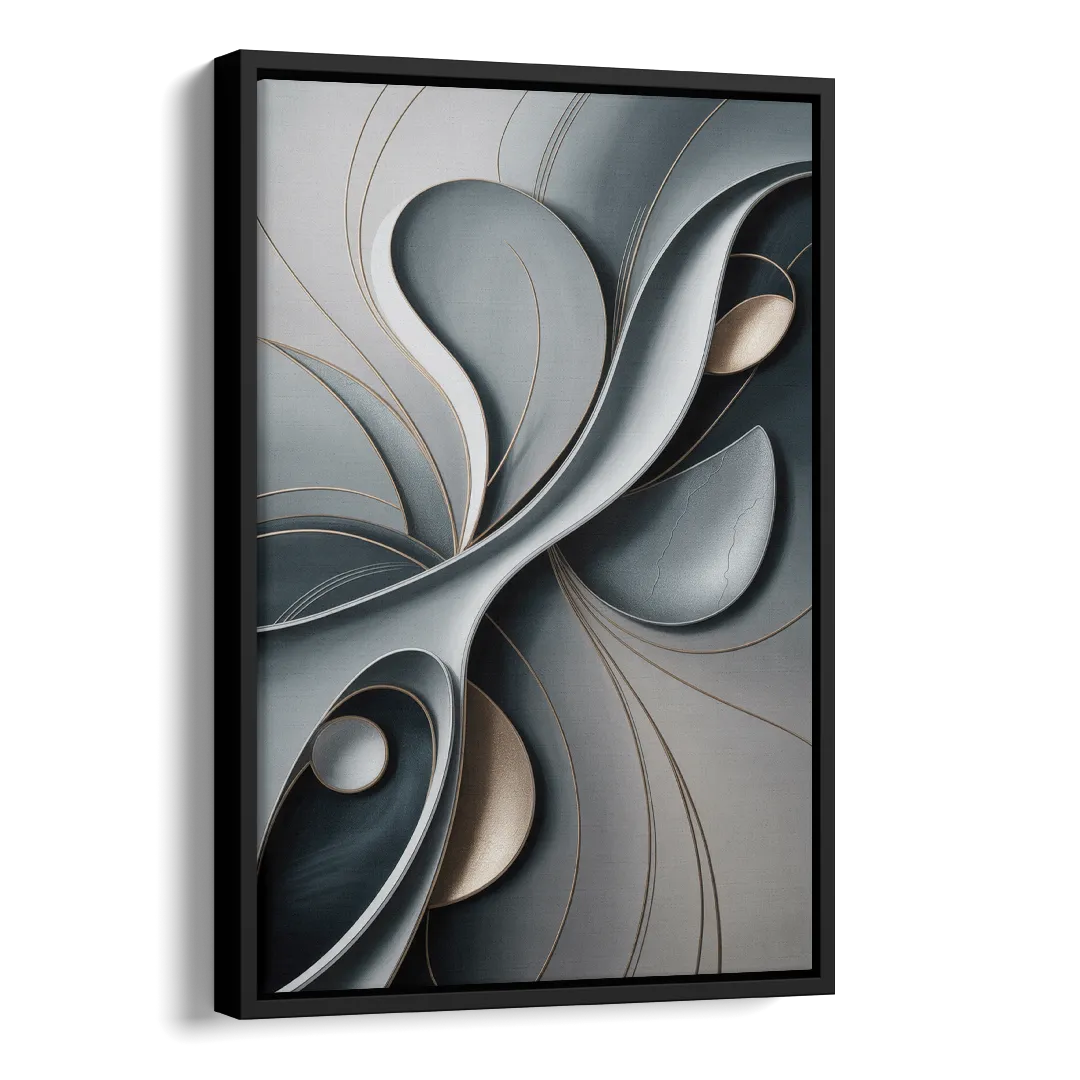 Amorphous Curves in Grey Abstract Side - Black Canvas Wall Art
