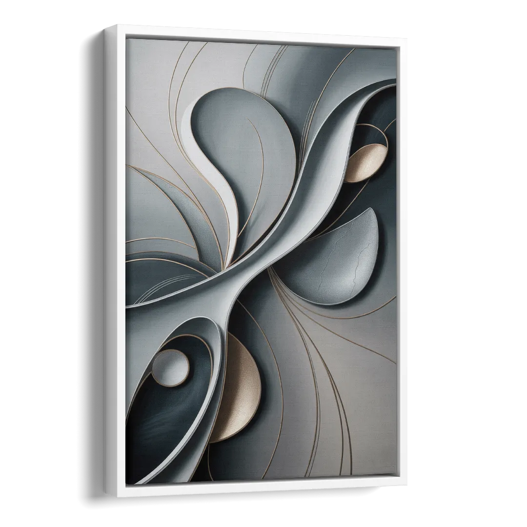Amorphous Curves in Grey Abstract Side - White Canvas Wall Art