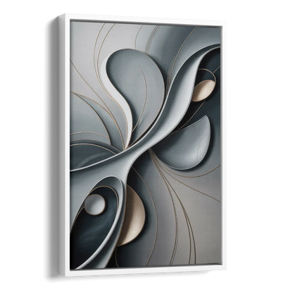 Amorphous Curves in Grey Abstract Side - White Canvas Wall Art