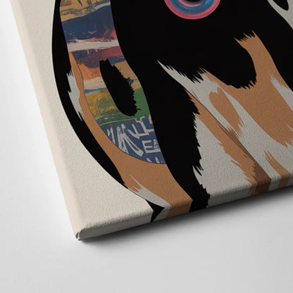 Amusing Cow with Sunglasses Canvas Close Up