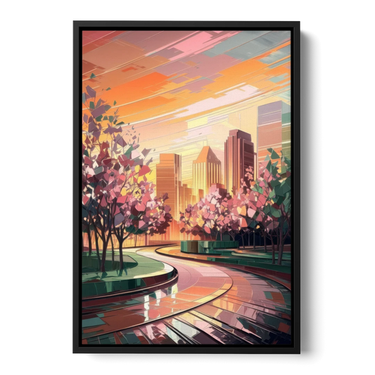 Anaheim Cityscape Vibes - Black Framed Canvas Wall Art - Front
