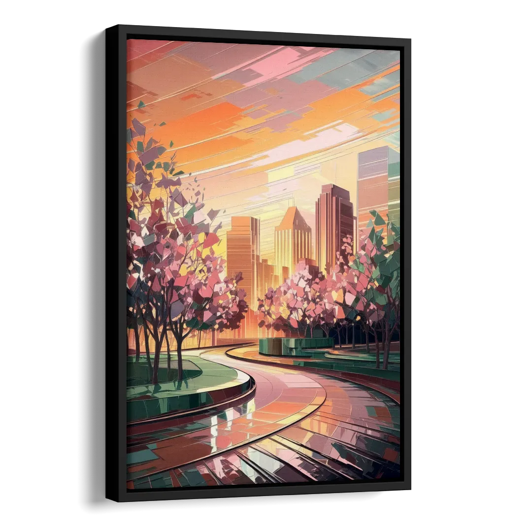 Anaheim Cityscape Vibes Side - Black Canvas Wall Art