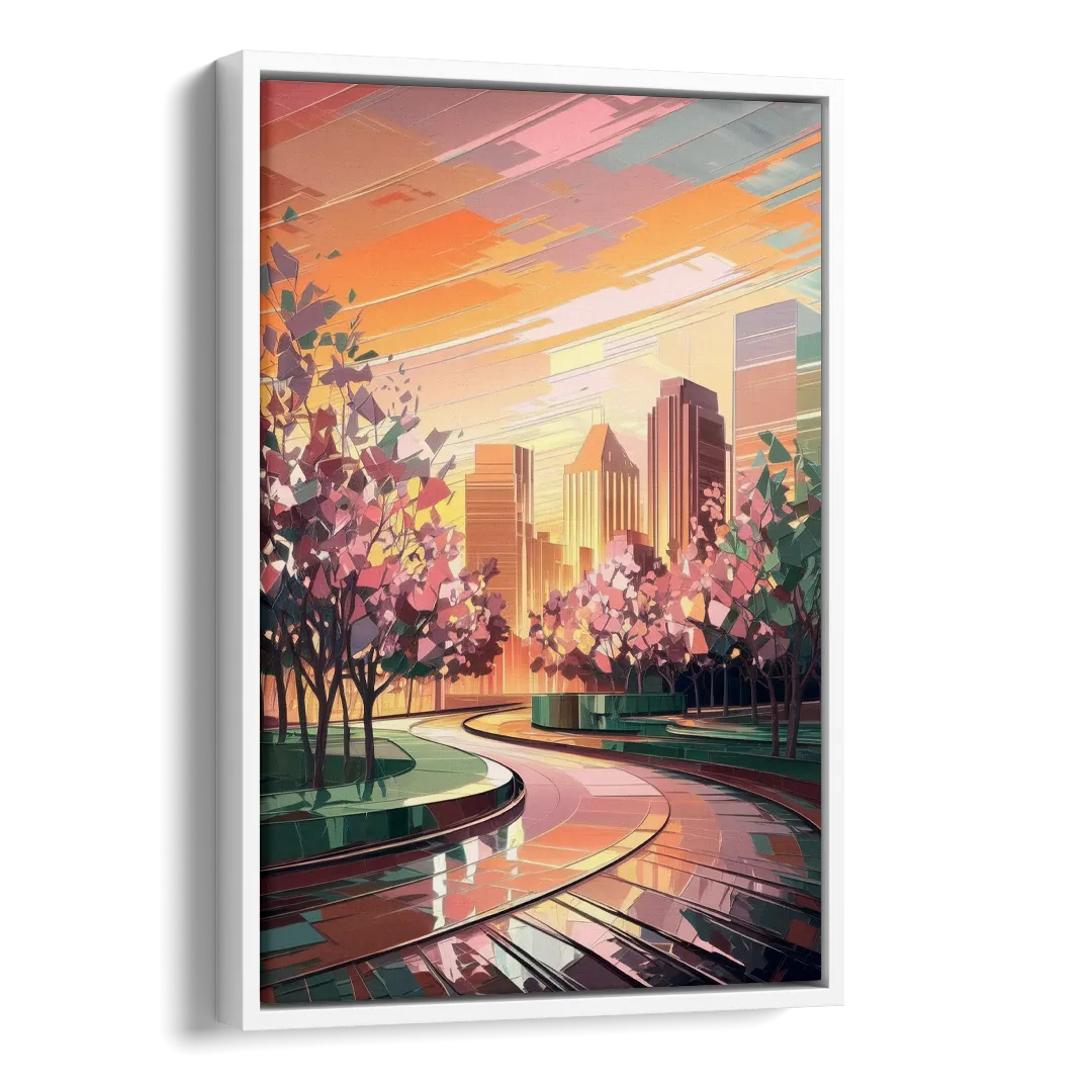 Anaheim Cityscape Vibes Side - White Canvas Wall Art