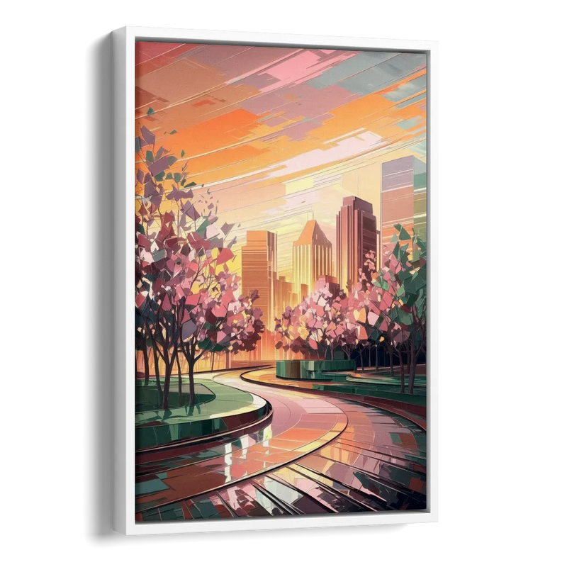 Anaheim Cityscape Vibes Side - White Canvas Wall Art