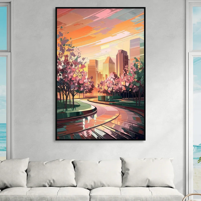 Anaheim Cityscape Vibes Sitting Room - Black Canvas Wall Art