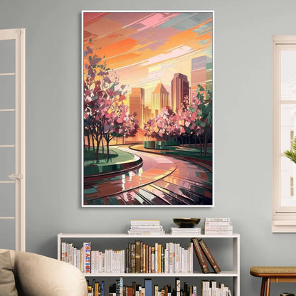 Anaheim Cityscape Vibes Living Room - White Canvas Wall Art