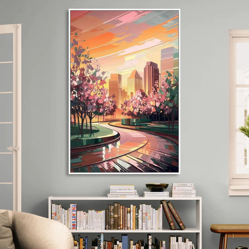 Anaheim Cityscape Vibes Living Room - White Canvas Wall Art