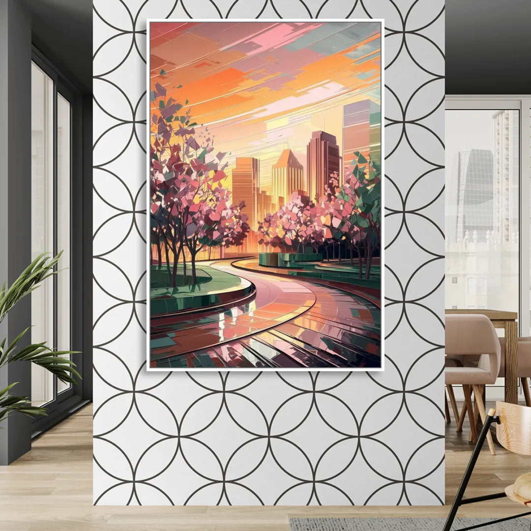 Anaheim Cityscape Vibes Sitting Room - White Canvas Wall Art