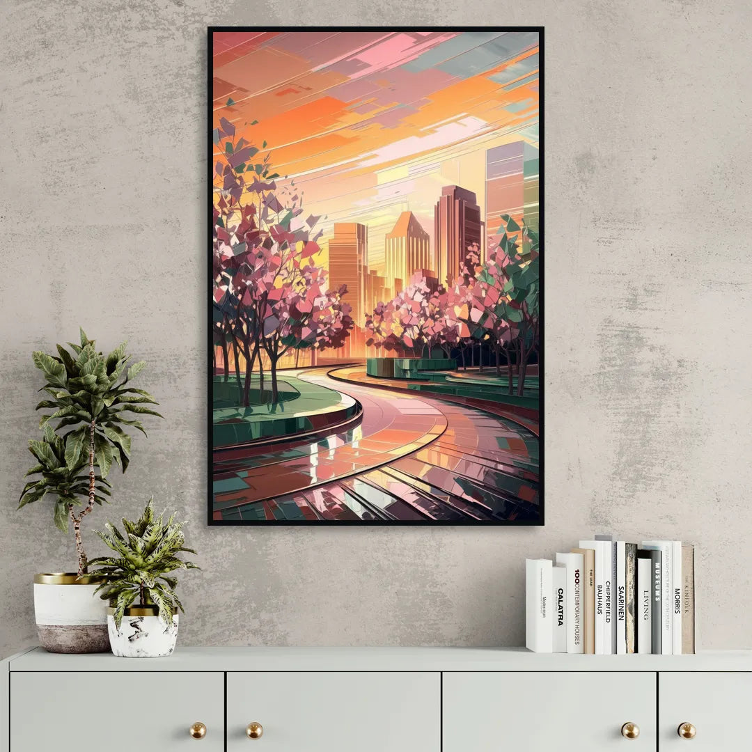 Anaheim Cityscape Vibes Living Room - Black Canvas Wall Art