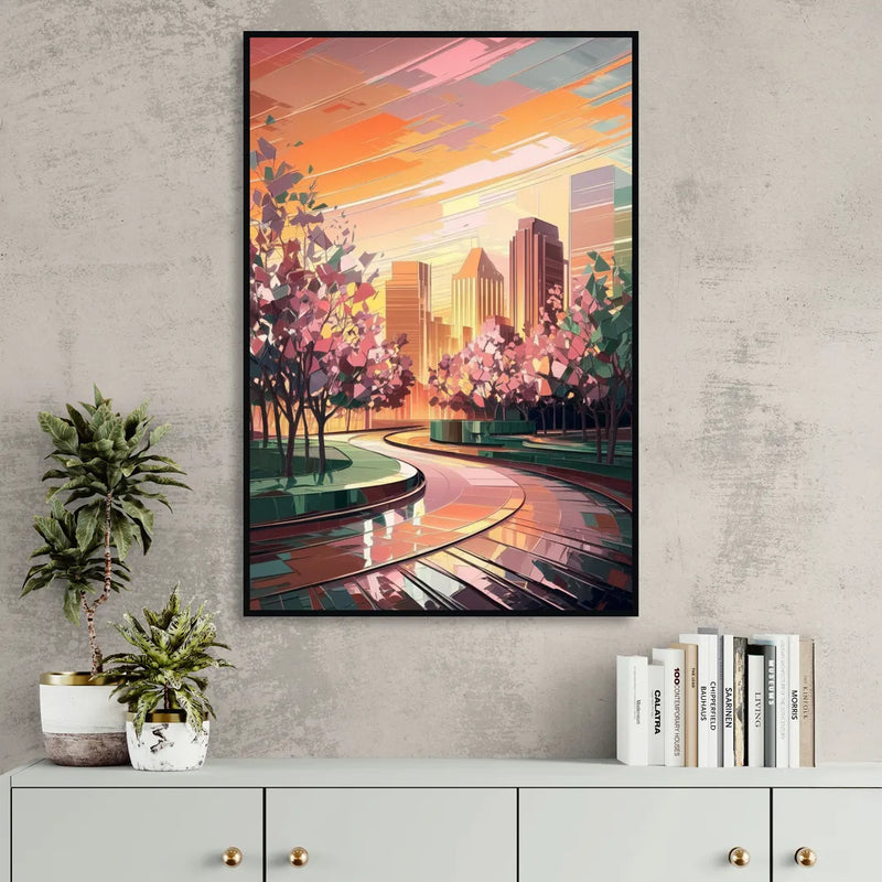 Anaheim Cityscape Vibes Living Room - Black Canvas Wall Art