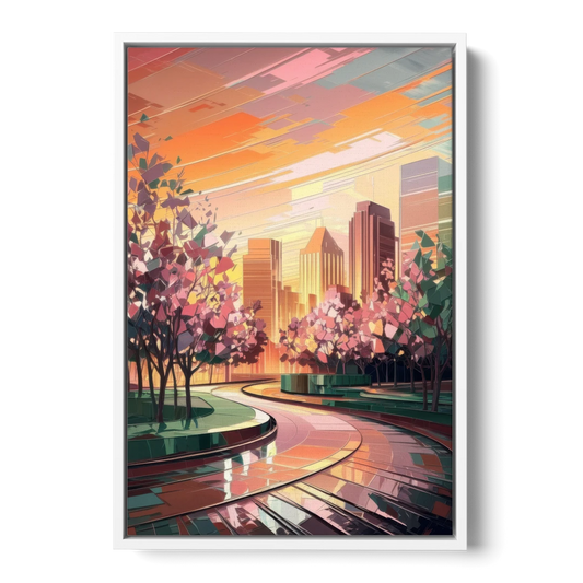 Anaheim Cityscape Vibes - White Framed Canvas Wall Art - Front