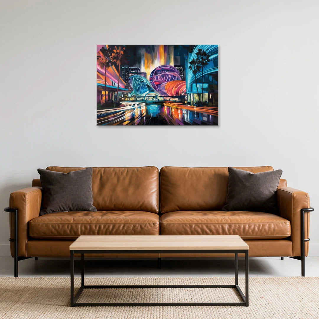 Anaheim Downtown Glow - Canvas Wall Art - Sofa - 36x24