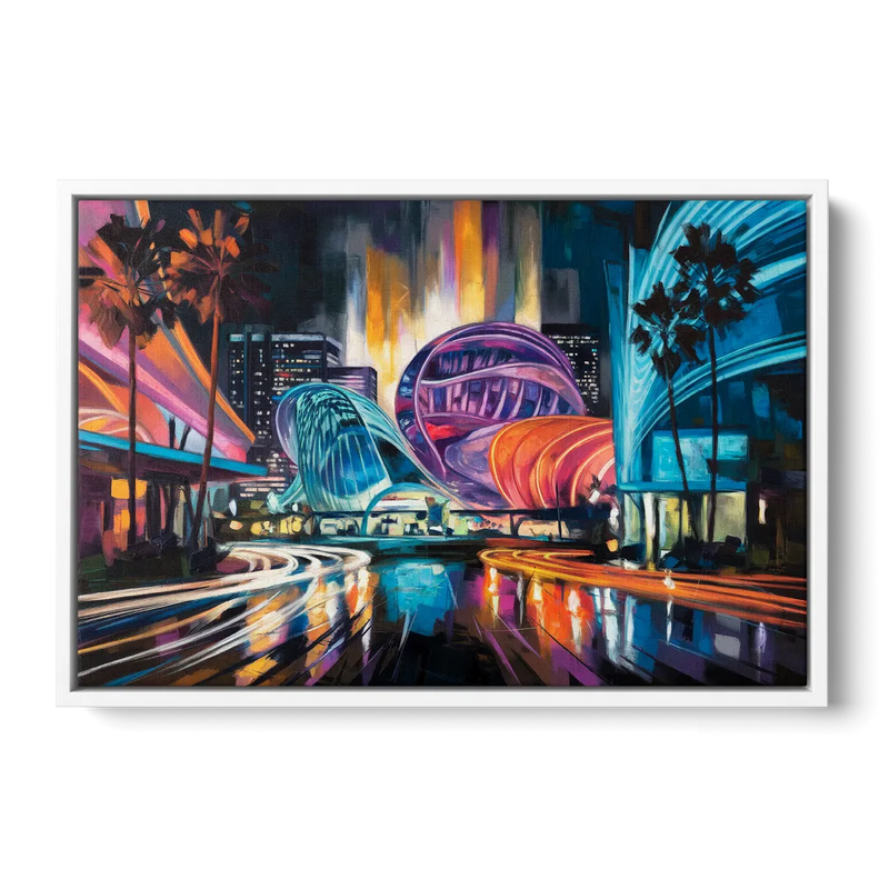 Anaheim Downtown Glow Front - White Canvas Wall Art