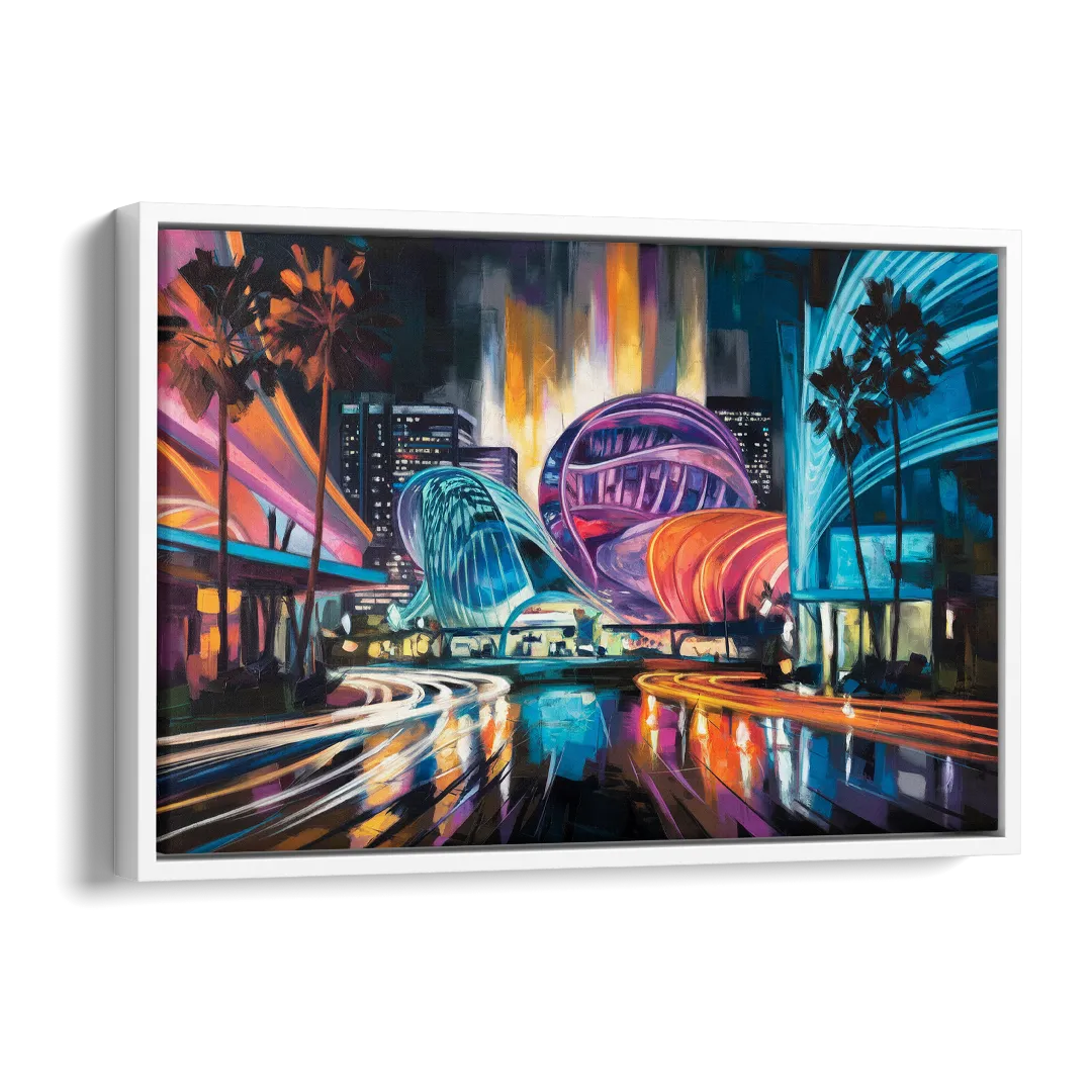 Anaheim Downtown Glow Side - White Canvas Wall Art