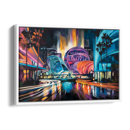 Anaheim Downtown Glow Side - White Canvas Wall Art