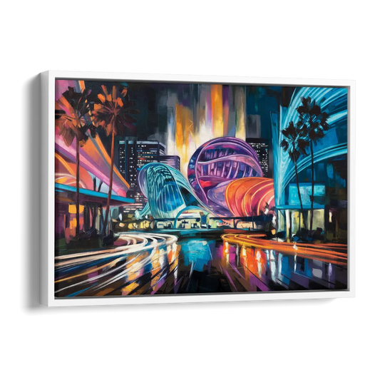 Anaheim Downtown Glow Side - White Canvas Wall Art