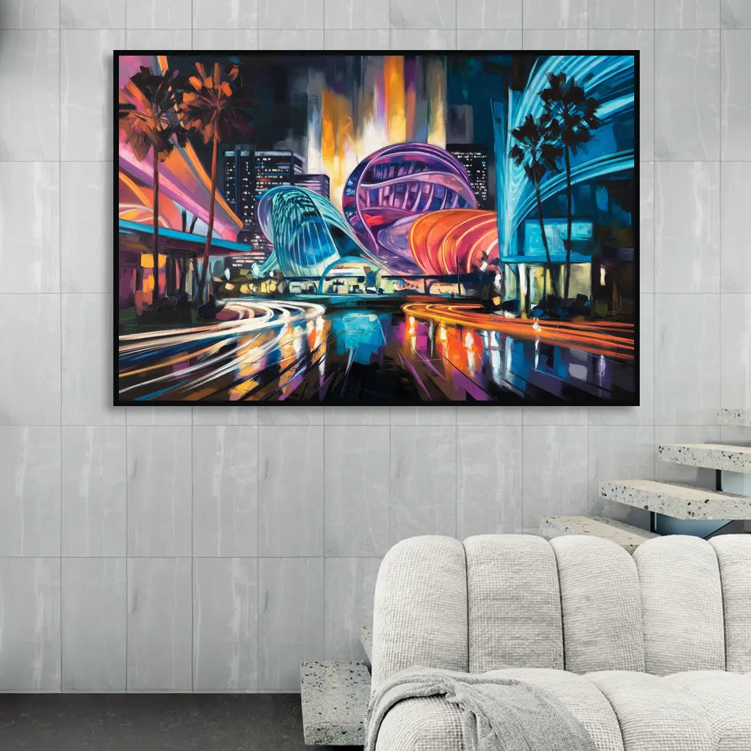 Anaheim Downtown Glow Sitting Room - Black Canvas Wall Art