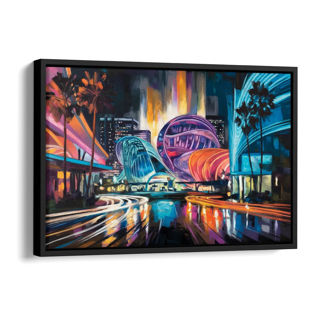 Anaheim Downtown Glow Side - Black Canvas Wall Art