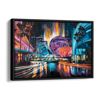 Anaheim Downtown Glow Side - Black Canvas Wall Art
