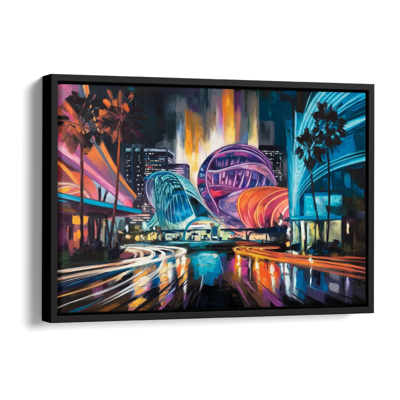 Anaheim Downtown Glow Side - Black Canvas Wall Art