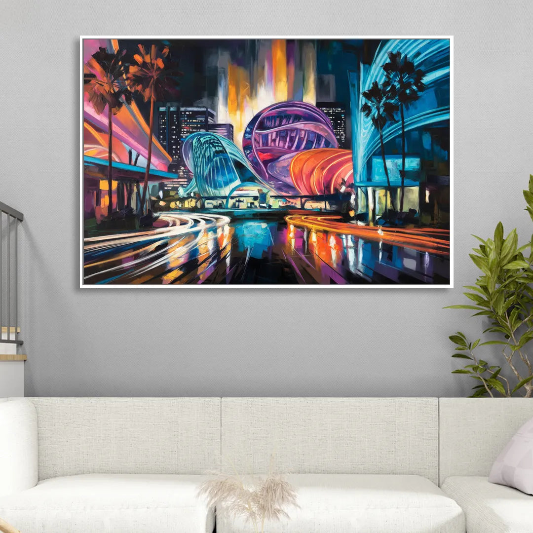 Anaheim Downtown Glow Sitting Room - White Canvas Wall Art