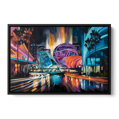 Anaheim Downtown Glow Front - Black Canvas Wall Art