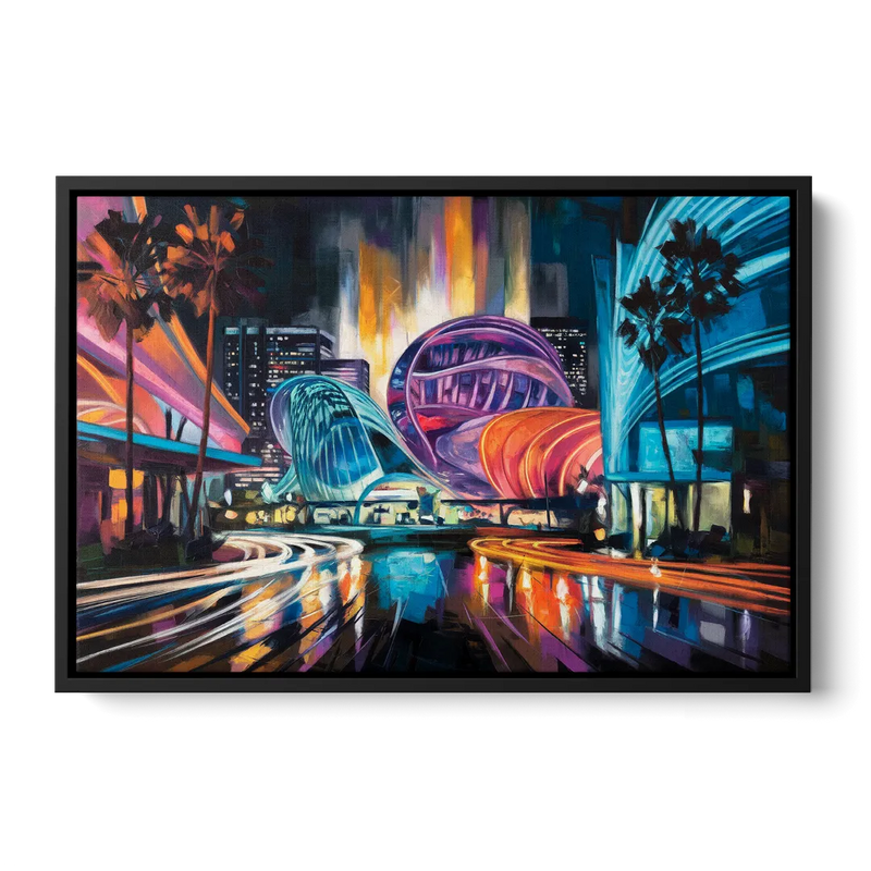 Anaheim Downtown Glow Front - Black Canvas Wall Art