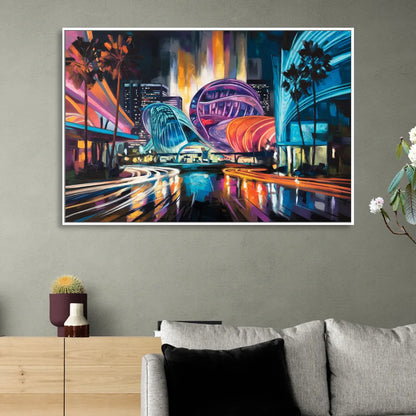 Anaheim Downtown Glow Living Room - White Canvas Wall Art