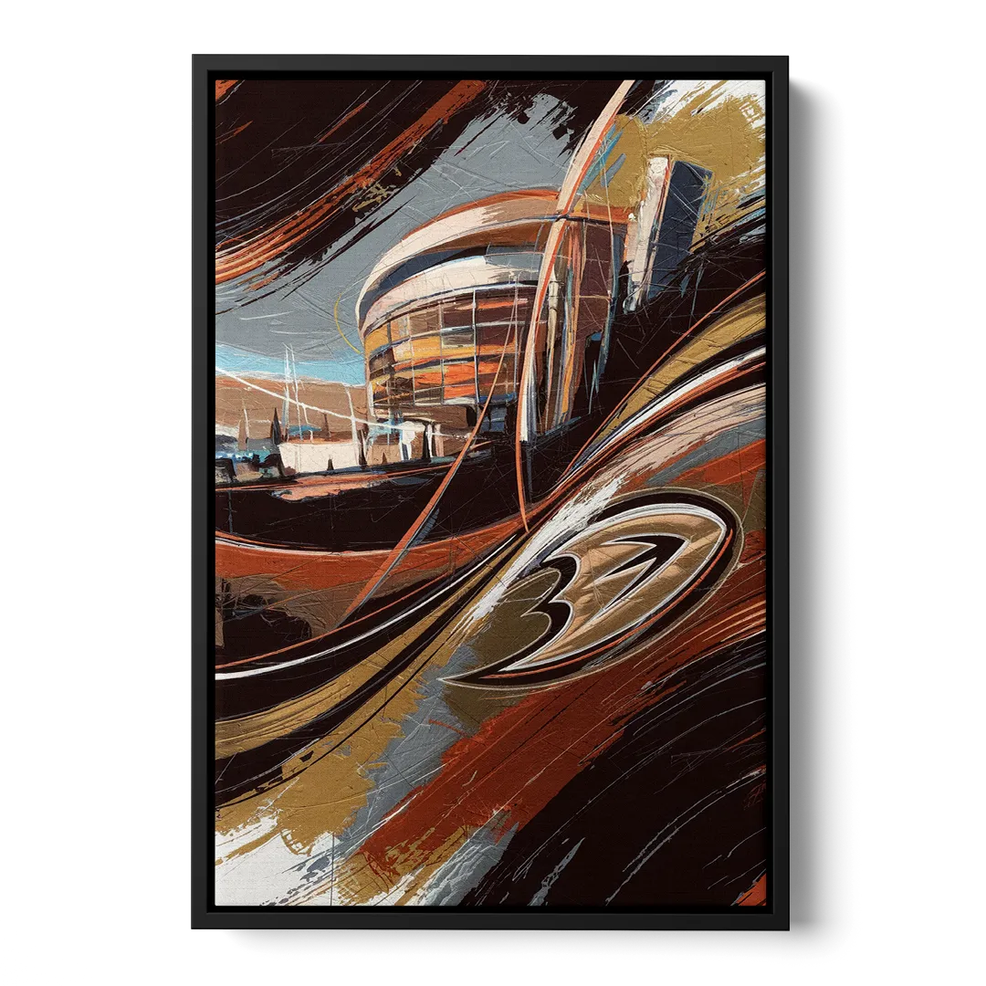 Anaheim Ducks Legacy Front - Black Canvas Wall Art