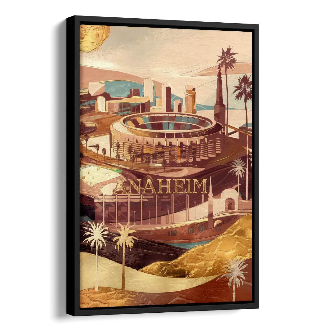 Anaheim Historic Landmarks Side - Black Canvas Wall Art