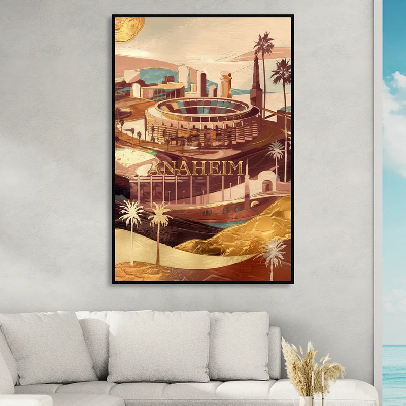 Anaheim Historic Landmarks Living Room - Black Canvas Wall Art