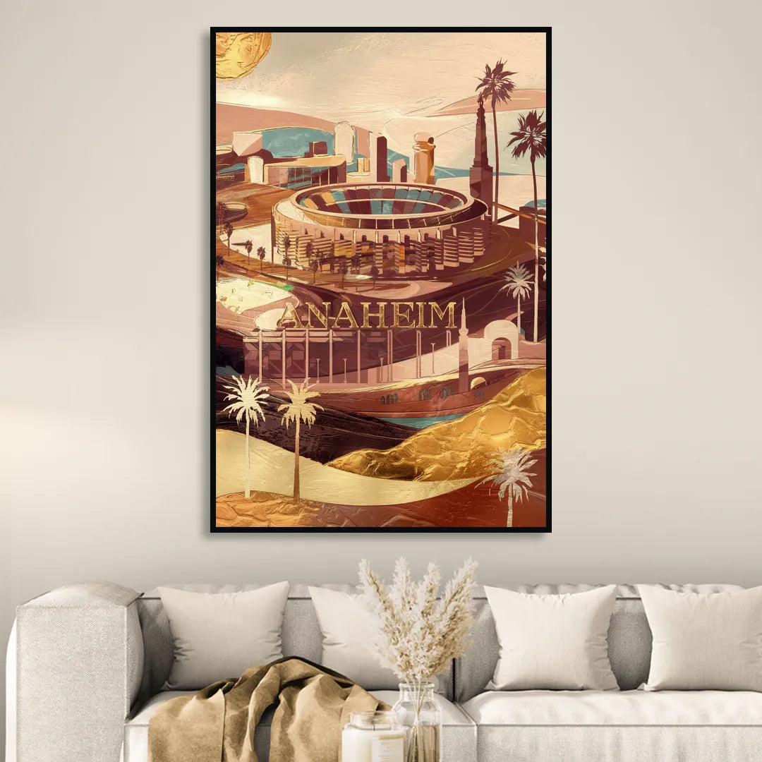 Anaheim Historic Landmarks Sitting Room - Black Canvas Wall Art