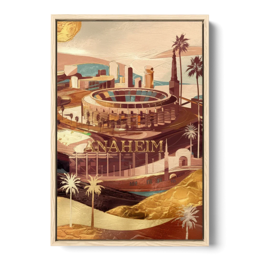 Anaheim Historic Landmarks - Oak Framed Canvas Wall Art - Front