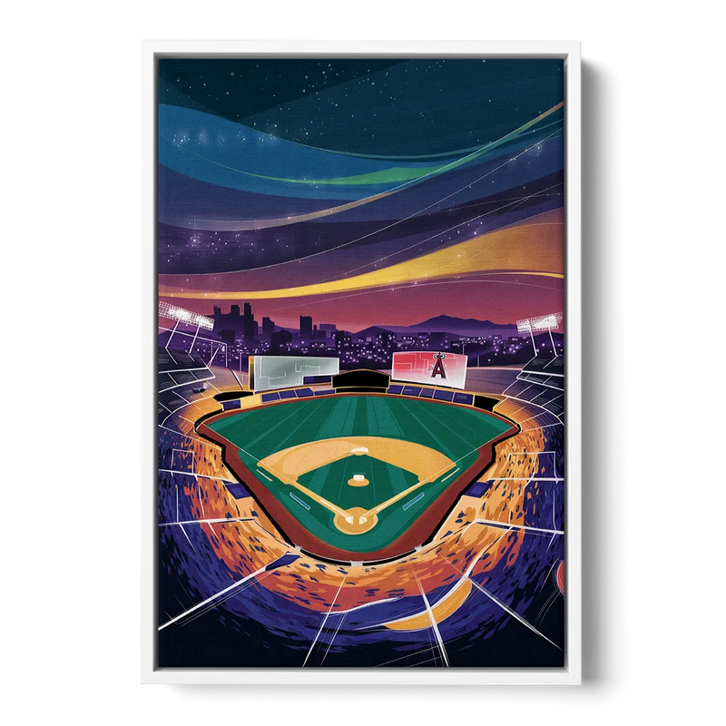 Anaheim Stadium Nights Front - White Canvas Wall Art